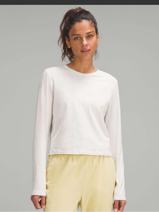 lululemon athletica Tops - lululemon🍋Classic Fir Cotton Blend Long-Sleeve Crew - Bone Size 12 NWT